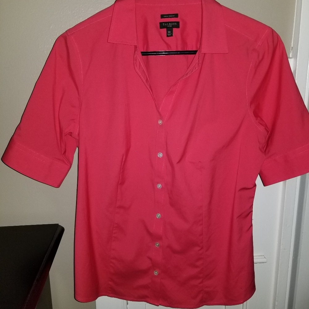 Talbots pink blouse-short sleeve